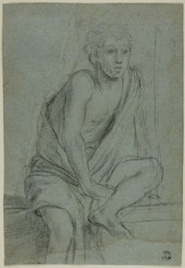 Sittende ungdom: Study for Flagellation of Saint Andrew av Domenichino