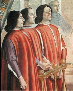 Medlemmer av Sassetti-familien, fra en scene fra en syklus av livet til St. Frans av Assisi, 1486 (detalj av 85235) av Domenico Ghirlandaio