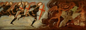 St. Michael og englene i krig med djevelen (tempera på trepanel) av Domenico Ghirlandaio