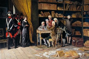 Søker i Eleonora Pimentels hus, maleri av Domenico Battaglia (1842-1921), olje på lerret av Domenico Battaglia