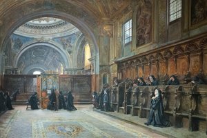 Koret til kirken Saint Mary Donnaregina nuova, andre halvdel av 1800-tallet (olje på lerret) av Domenico Battaglia