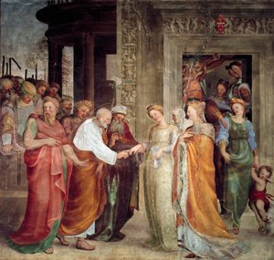 Vår Frues bryllup. Maleri av Domenico Beccafumi (1486-1551) av Domenico Beccafumi