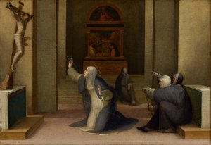 Den hellige Katarina av Siena mottar Stigmata, ca. 1513-15 (olje og bladgull på panel)
