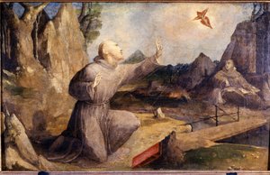 St. Francis mottar stigma. Beccafumi Domenico Mecarino (ca. 1486 - 1551) av Domenico Beccafumi