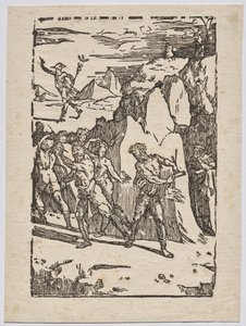 De alkymiske egenskapene til metall: Mercury, Vulcan og Alchemist in the Cave av Domenico Beccafumi