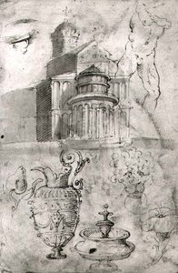 Apsiden til Duomo, Pisa (penn og blekk) (s/hvitt-bilde) av Domenico Beccafumi