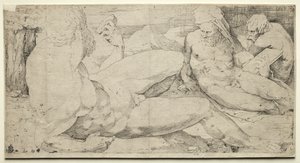 Tre mannlige nakenbilder av Domenico Beccafumi