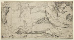 Tre mannlige nakenbilder, andre kvartal 1500-tallet. av Domenico Beccafumi