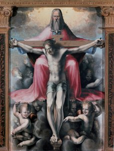 Triptych of the Trinity, Detalj sentralpanel: the Trinity. Maleri av Domenico Beccafumi (1486-1551) av Domenico Beccafumi