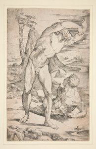 To nakne menn i et landskap av Domenico Beccafumi