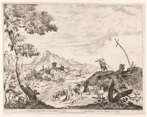 Landskap med gjetere og storfe av Domenico Bernardo Zilotti