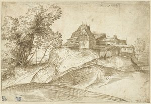Bosetting på en høyde av Domenico Campagnola