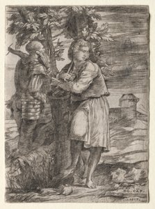 Shepherd og Old Warrior av Domenico Campagnola