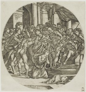 Halshuggingen av Saint Catherine av Domenico Campagnola