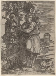 Hyrden og den gamle krigeren av Domenico Campagnola