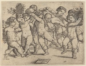 Tolv barn som danser av Domenico Campagnola
