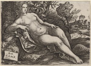 Venus liggende i et landskap