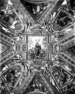 Jomfru av den ubesmittede unnfangelse med helgener og engler, i Cappella Paolina, ca. 1611 (s/hvitt-bilde) av Domenico Cresti Passignano