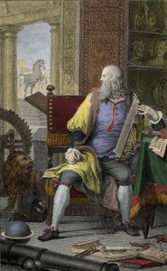 Representasjon av maleren, skulptøren Leonard de Vinci (Leonardo da Vinci) (1452-1519) i hans verksted Etching av Domenico Cunego (1726-1803)