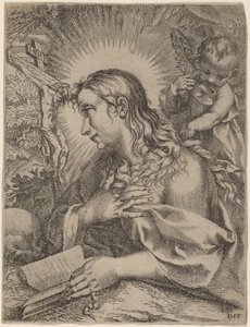 Den angrende Magdalena av Domenico Falcini after Francesco Villamena after Francesco Vanni