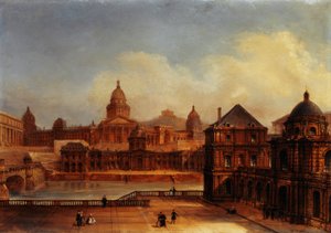 Sammensatt utsikt over parisiske monumenter, ca. 1836 (olje på papir på lerret) av Domenico Ferri
