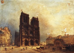 Utsikt over Notre-Dame-parvisen, ca. 1835, ca. 1835 (olje på lerret) av Domenico Ferri