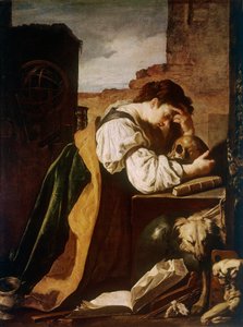 Melancolie-maleri (Vanite) av Domenico Fetti (1589-1624) 1621-1623 Søn. 168x128 cm Paris, Musée du Louvre
