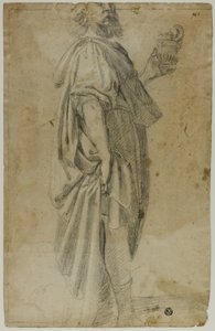 Stående Magus (recto); Skisse av stall og trær (verso)