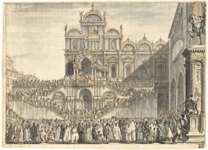 Campo San Zanipolo dekorert for besøket til Pius VI av Domenico Fossati