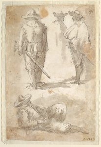 Figurstudier av soldater av Domenico Gargiulo, called Micco Spadaro