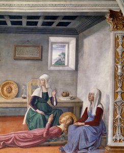 Kunngjøring om død til St Fina av Saint Gregory the Great, detalj (fresco av Domenico Ghirlandaio