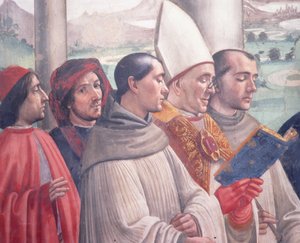 The Death of St. Francis, scene fra Cycle of the Life of St. Francis of Assisi, 1486 freskomaleri av 85239 av Domenico Ghirlandaio