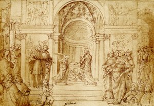 Engelen dukker opp Sakarias i templet av Domenico Ghirlandaio