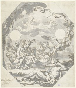 Design for en urskive med en mytologisk allegori av Domenico I Piola (attributed to)