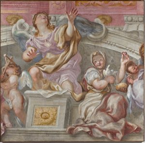 Gruppe av dyder: Tro, ønske mot Gud, oppriktighet, Carita, 1683-84