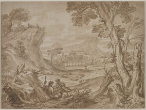 Landskap med hyrder, ca. 1700.