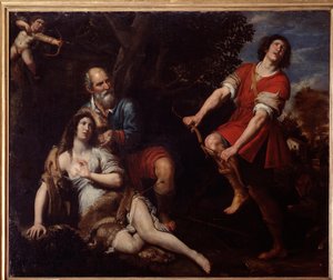 Sylvio og Dorinda, fra The Faithful Shepherd av Giovanni Battista Guarini (olje på lerret).