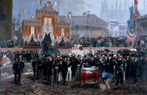 Seremoni for nedlegging av grunnstein til Galleria Victor Emmanuel II i Milano, 7. mars av Domenico Induno