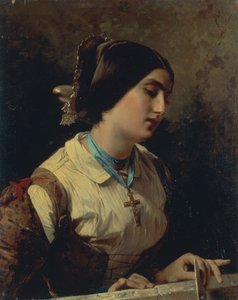 Lucia, a Lombard Woman, av Domenico Induno, olje på lerret