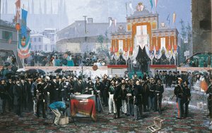 Nedleggingen av hjørnesteinen til Galleria Vittorio Emanuele i Milano, av Domenico Induno av Domenico Induno