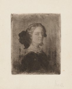 En ung kvinne med en sløyfe i håret av Domenico Morelli