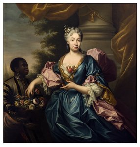 Portrett av dame med tjener (olje på lerret) av Domenico Parodi