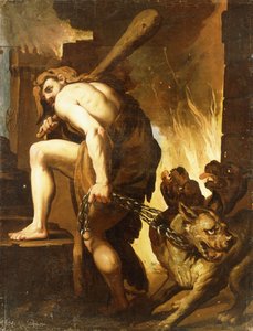 Hercules drar Cerberus fra helvete av Domenico Pedrini