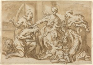 Madonna omgitt av hellige av Domenico Piola