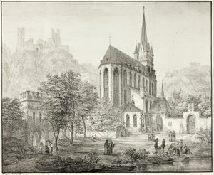 Collegiate Church of Our Lady, med Castle Schoenberg ved Oberwesel ved Rhinen