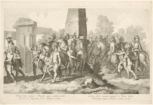 Soldater ved obelisk Triumf av Alexander den store i Babylon (serietittel) av Domenico Rossetti
