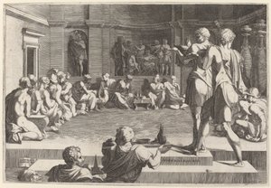 Banketten til Alexander den store av Domenico del Barbiere after Francesco Primaticcio