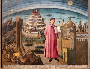 Dante Alighieris guddommelige komedie av Domenico di Michelino