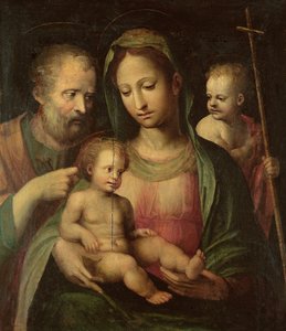 Den hellige familie med Saint John av Domenico di Pace Beccafumi  