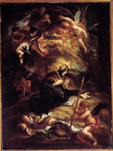 The Death of Saint Francois Xavier (Francois-Xavier) (1506-1552), spansk jesuitemisjonær (The Death of St Francis Xavier) Maleri av Domenico Piola (1627-1703) Genes, Musei di Strada Nuova (ex Palazzo Bianco)